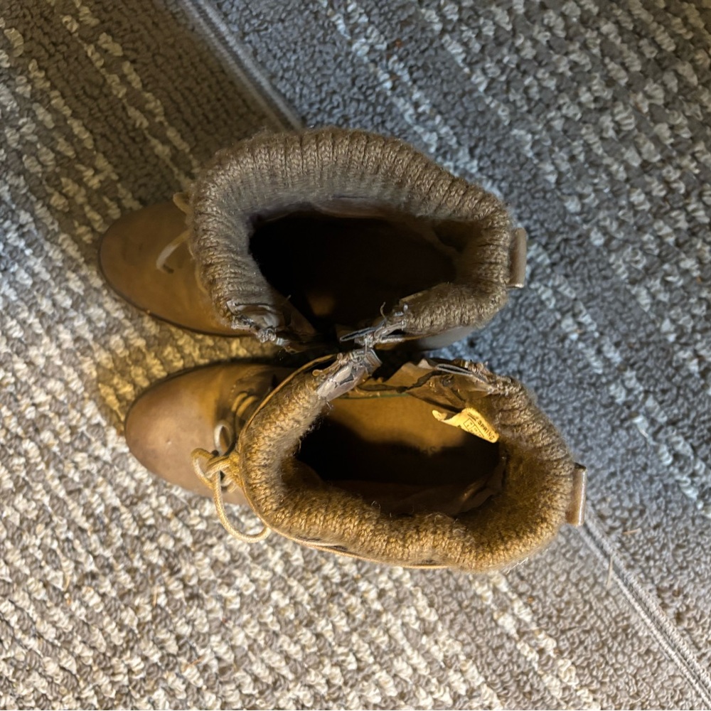 Brown Lace-Up Boots with Knit Cuffs